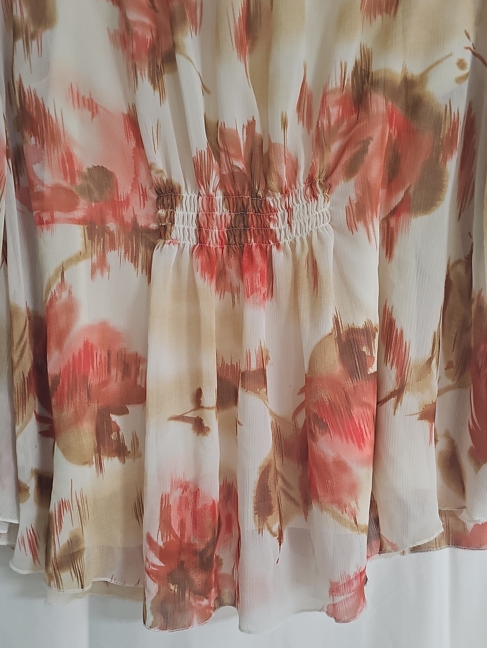 Apt. 9 Floral Crochet Yoke Chiffon Top - Cream, Pink & Tan - Picture 5 of 7